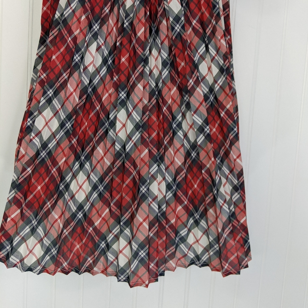 BABY GAP Pleated Flutter Tartan Plaid Holiday Dress Sz 3T - Picture 5 of 14
